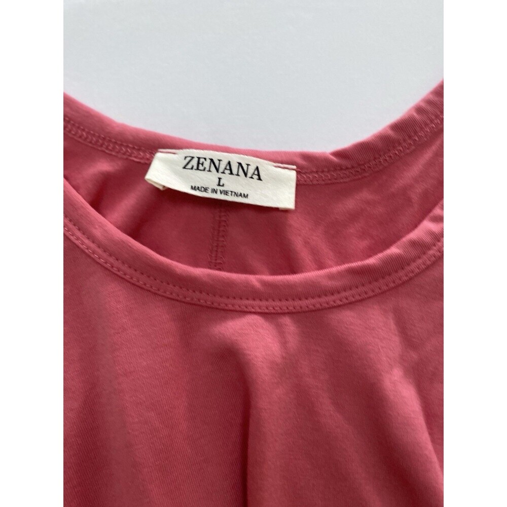 Zenana Coral Pink Asymmetrical Hem Flowy Tank Top Large NWOT - Picture 2 of 5